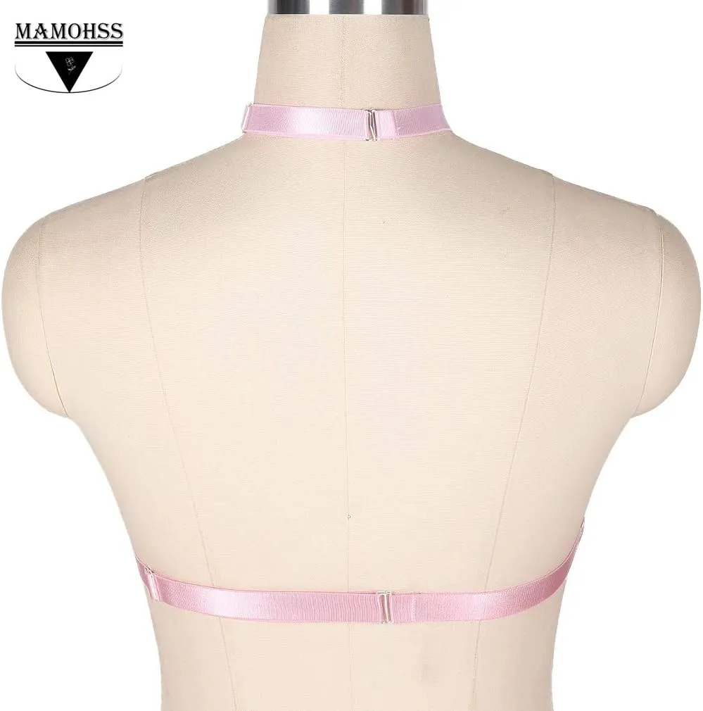 MAMOHSS Womens Harness Body Accessories Belts Elastic Punk Gothic Cupless Cage Bras