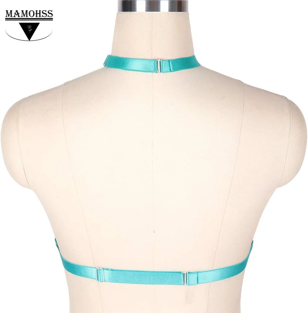 MAMOHSS Womens Harness Body Accessories Belts Elastic Punk Gothic Cupless Cage Bras