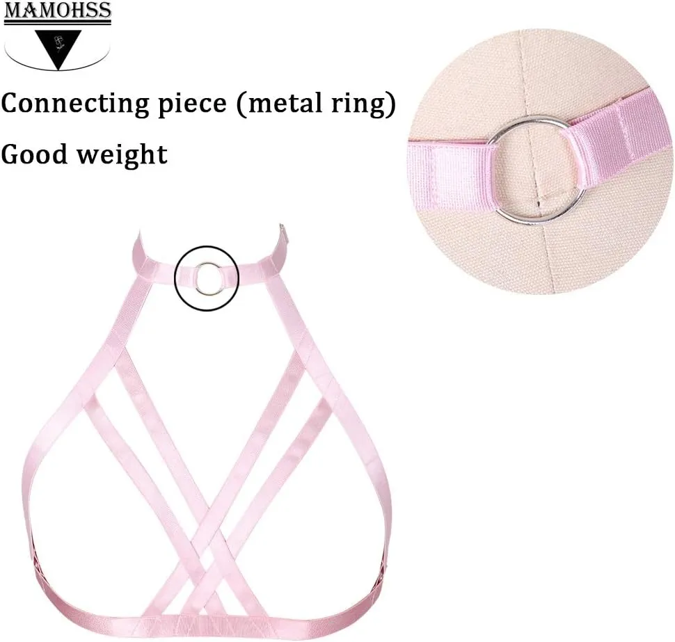 MAMOHSS Womens Harness Body Accessories Belts Elastic Punk Gothic Cupless Cage Bras