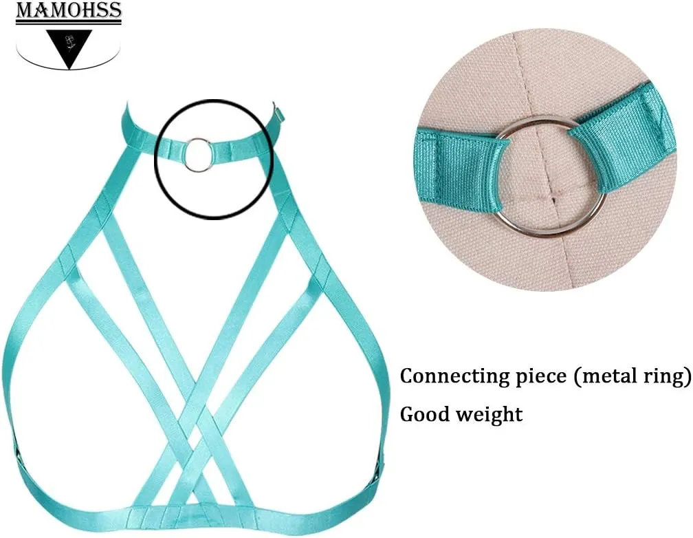 MAMOHSS Womens Harness Body Accessories Belts Elastic Punk Gothic Cupless Cage Bras
