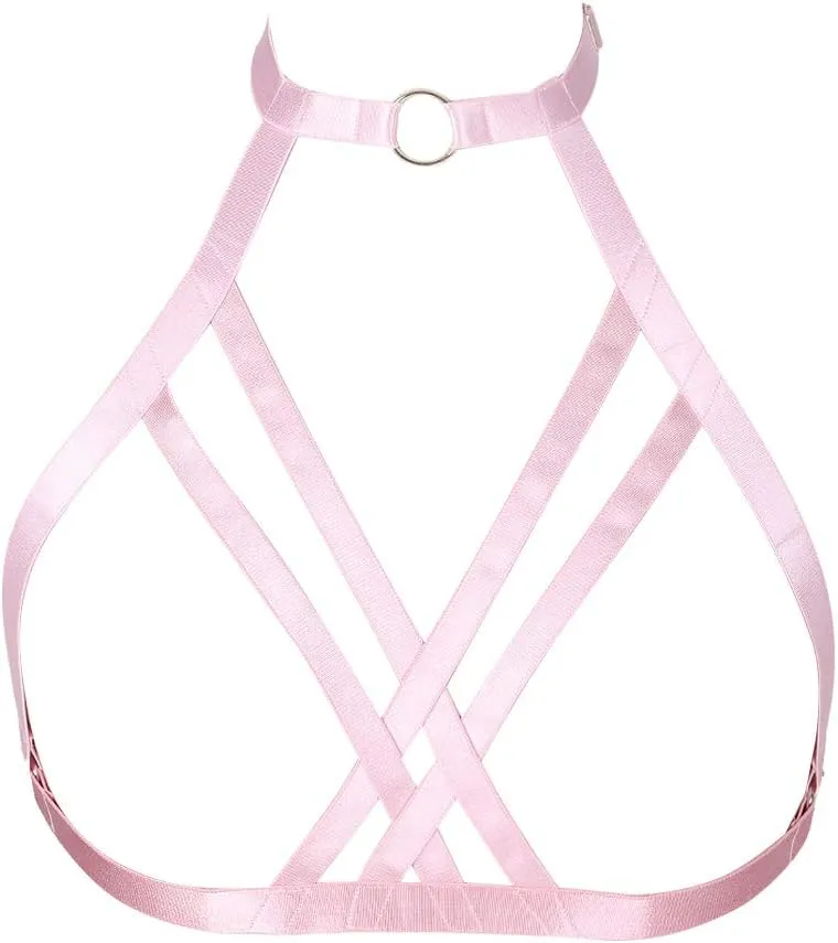MAMOHSS Womens Harness Body Accessories Belts Elastic Punk Gothic Cupless Cage Bras