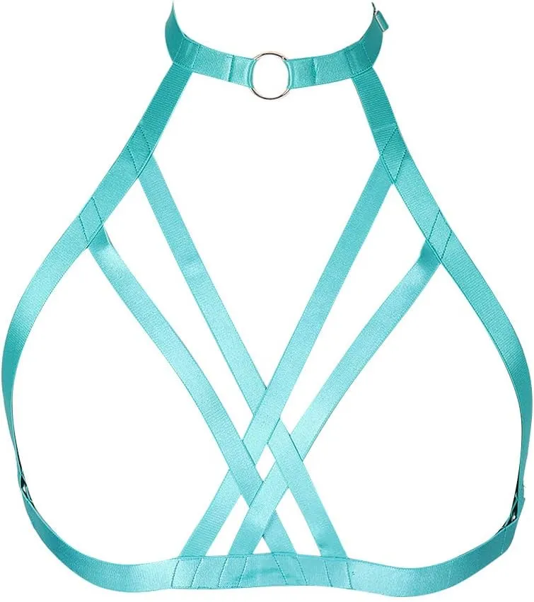 MAMOHSS Womens Harness Body Accessories Belts Elastic Punk Gothic Cupless Cage Bras