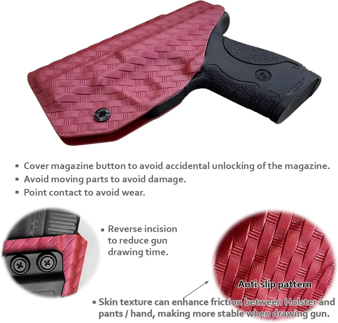 M&P Shield 9MM Holster IWB Kydex Holster Fit: Smith & Wesson M&P Shield Plus / M2.0 / M1.0-9mm/.40 S&W 3.1" Barrel Pistol- Inside Waistband