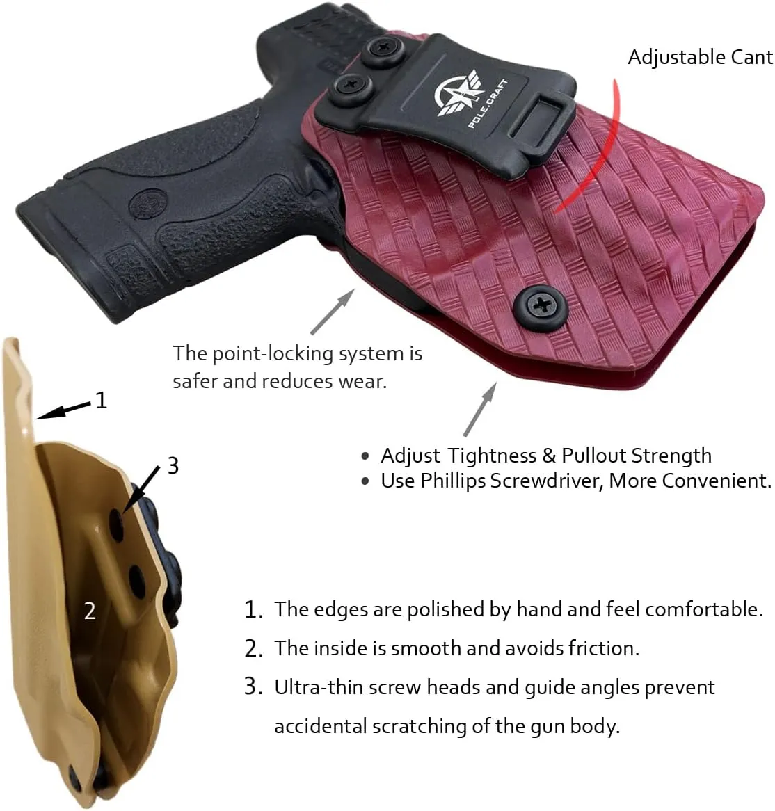 M&P Shield 9MM Holster IWB Kydex Holster Fit: Smith & Wesson M&P Shield Plus / M2.0 / M1.0-9mm/.40 S&W 3.1" Barrel Pistol- Inside Waistband