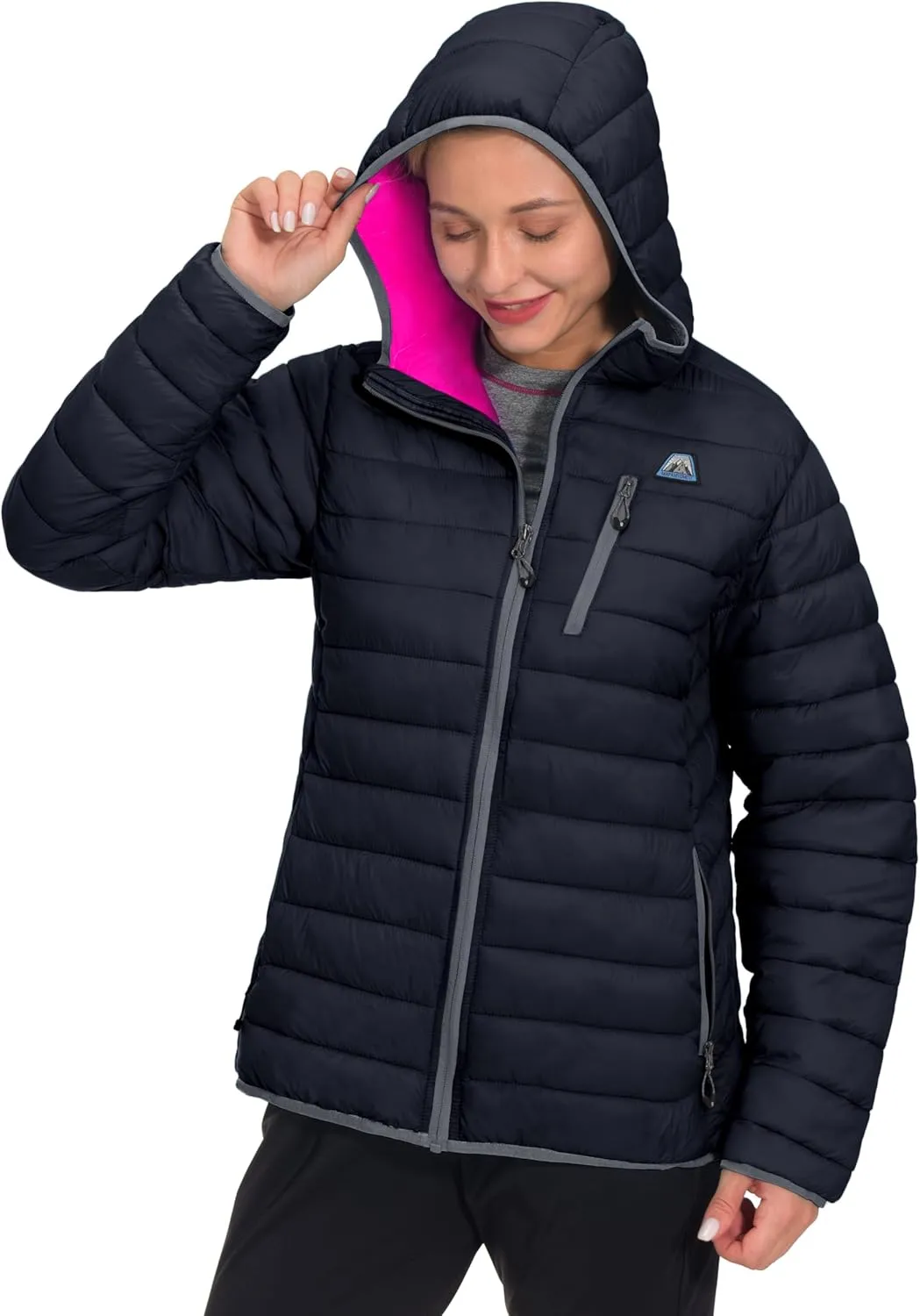 Mapamyumco Women's Puffer Jacket, Lightweight Hooded Winter Coat Windproof and Packable