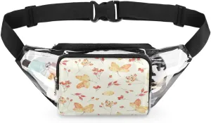 Maple Leaf Autumn Clear Fanny Pack Stadium Approved Clear Crossbody Belt Bag for Women Men Transparent Waist Bag with Adjustable Strap for Concerts Sports Events Travel