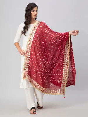 Maroon Bandhani Silk Blend Dupatta
