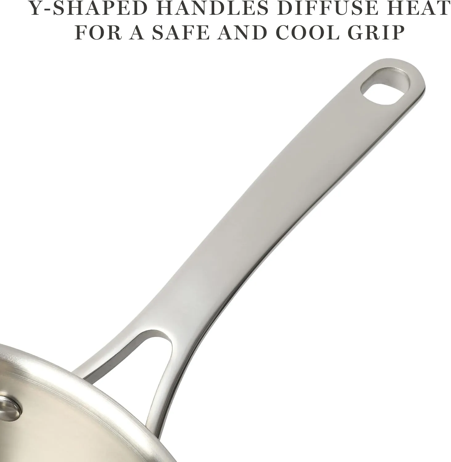 Martha Stewart Castelle 10 Piece 18/8 Stainless Steel Induction Safe Pots and Pans Non-Toxic Triply Bottom Kitchen Cookware Set