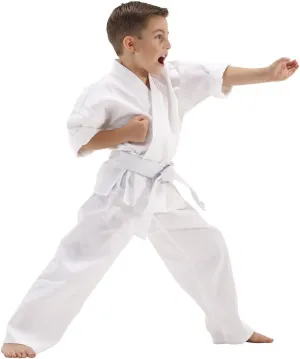 Martial Arts Karate Elastic Drawstring Uniform for Kids & Adult Lightweight Student Gi 7oz with Free Belt
