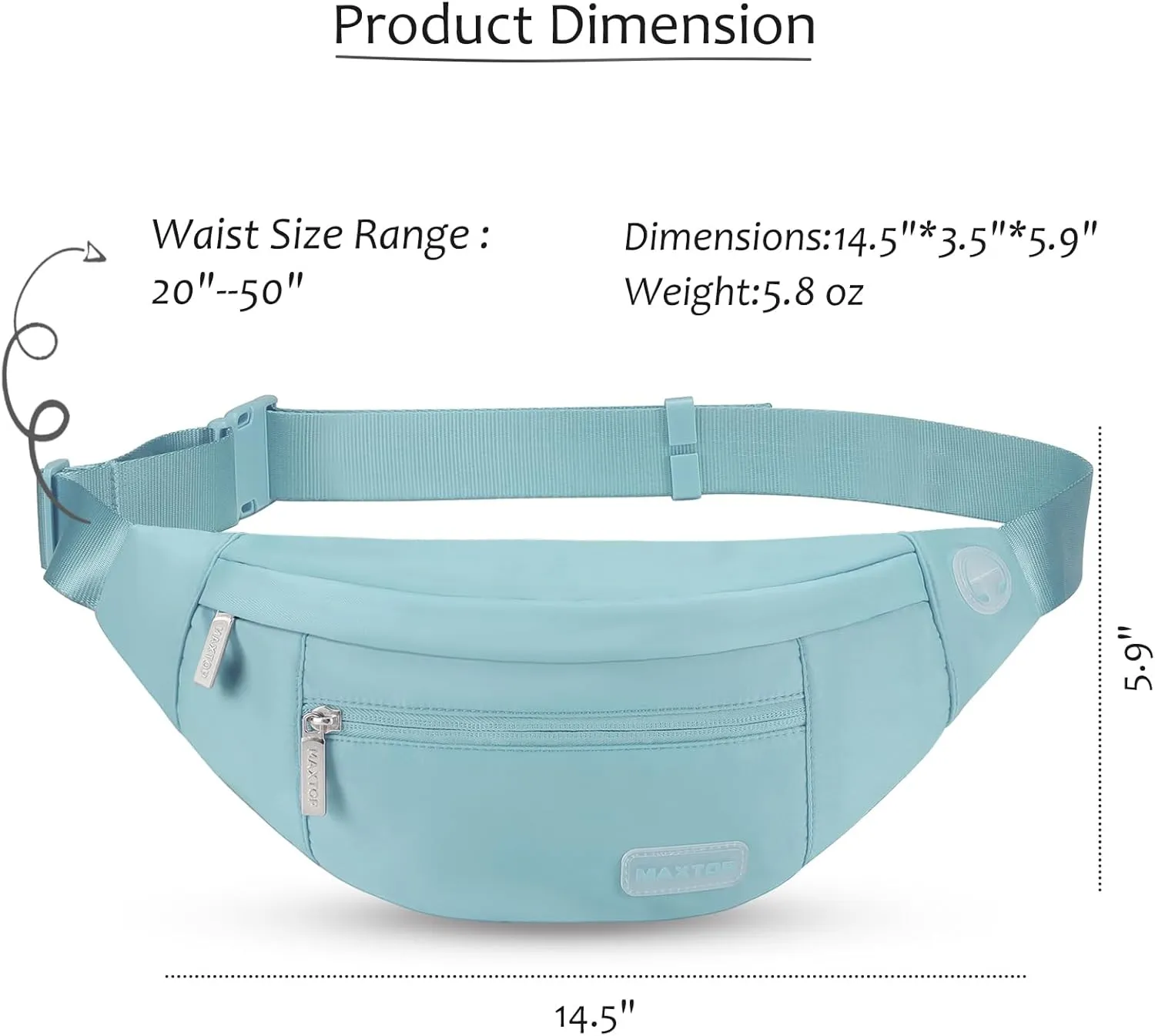 MAXTOP Large Crossbody Fanny Pack with 4-Zipper Pockets,Gifts for Enjoy Sports Festival Workout Traveling Running Casual Hands-Free Wallets Waist Pack Phone Bag Carrying All Phones