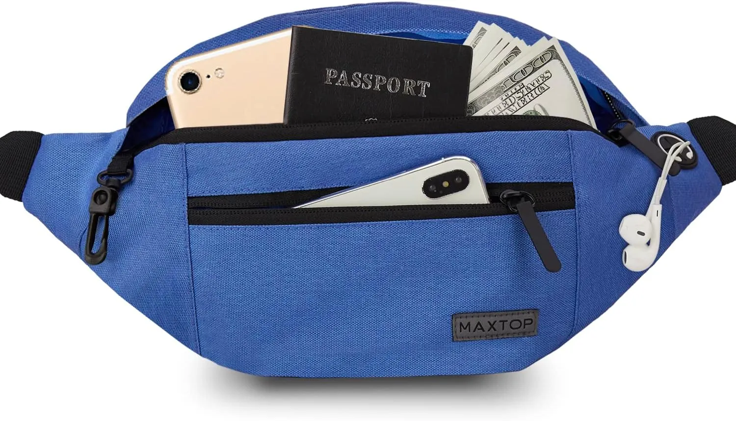 MAXTOP Large Fanny Pack(4 Zipper Pockets)