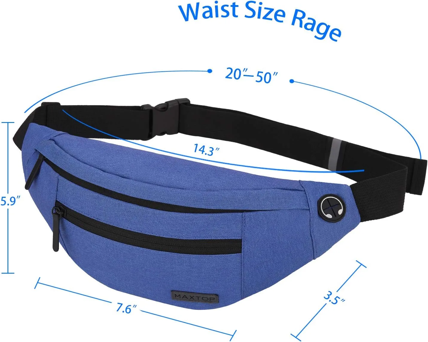 MAXTOP Large Fanny Pack(4 Zipper Pockets)