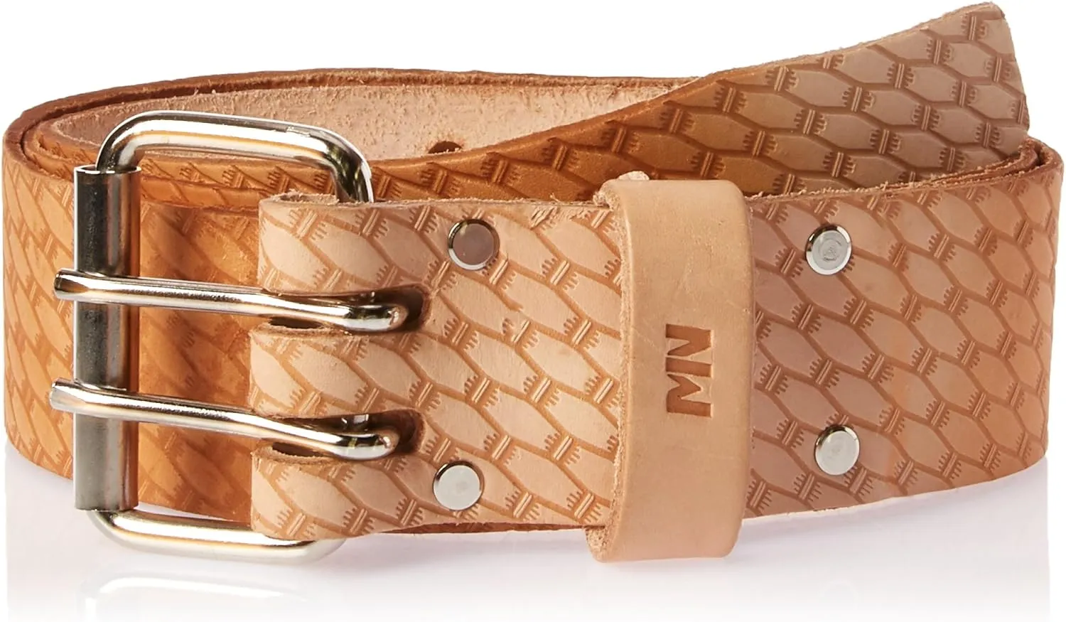 McGuire-Nicholas 2" Roller Buckle Saddle Leather Belt, XL 44-54" Waist Size , Natural - 960-XL