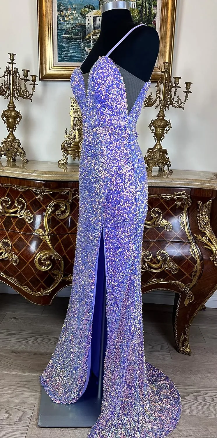 Meier Women's Glitter Tulle Double V-Neck A-Line Prom Formal Gown