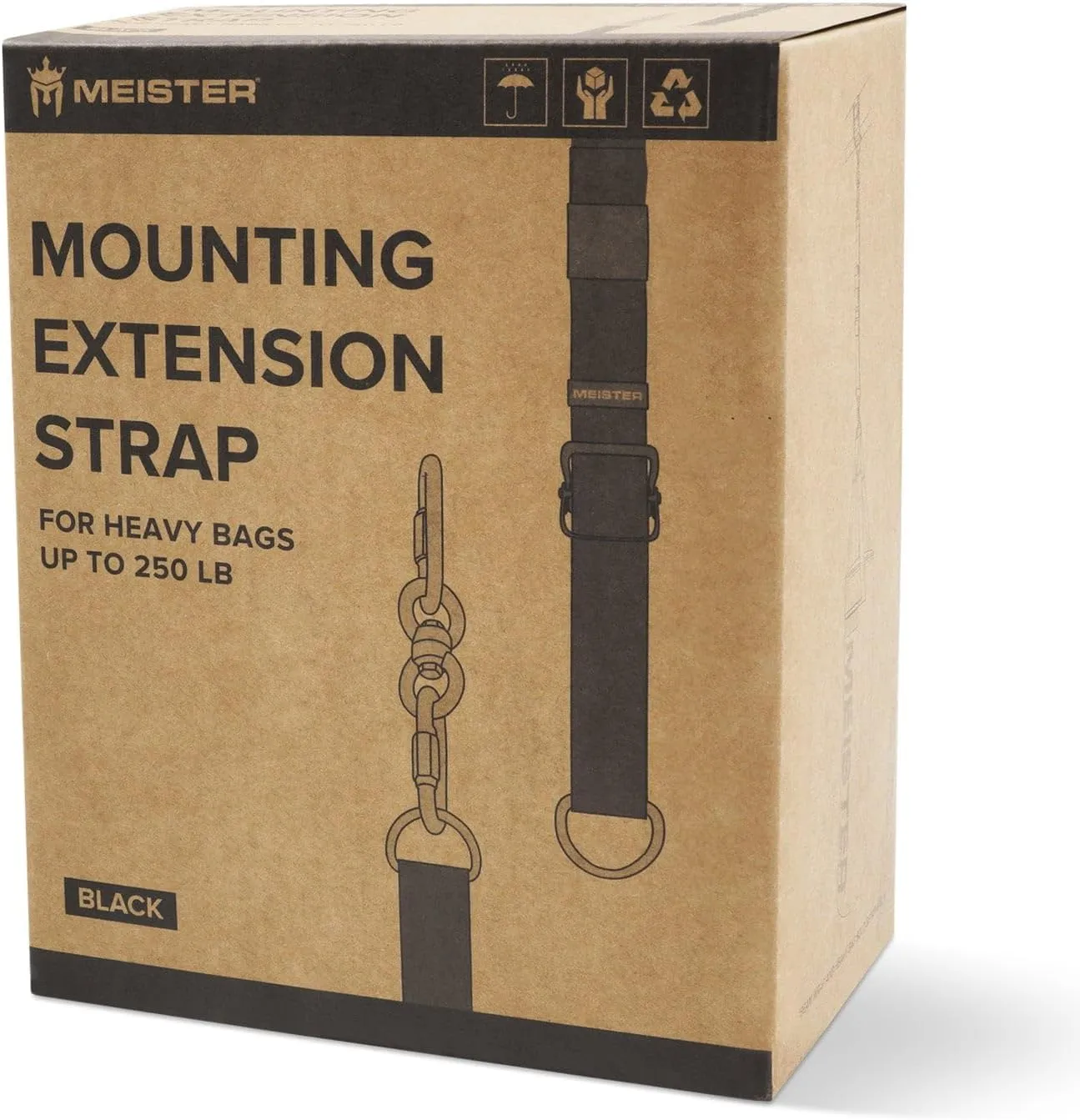 Meister Mounting Extension Strap w/Swivel & Carabiners for Hanging Heavy Bags