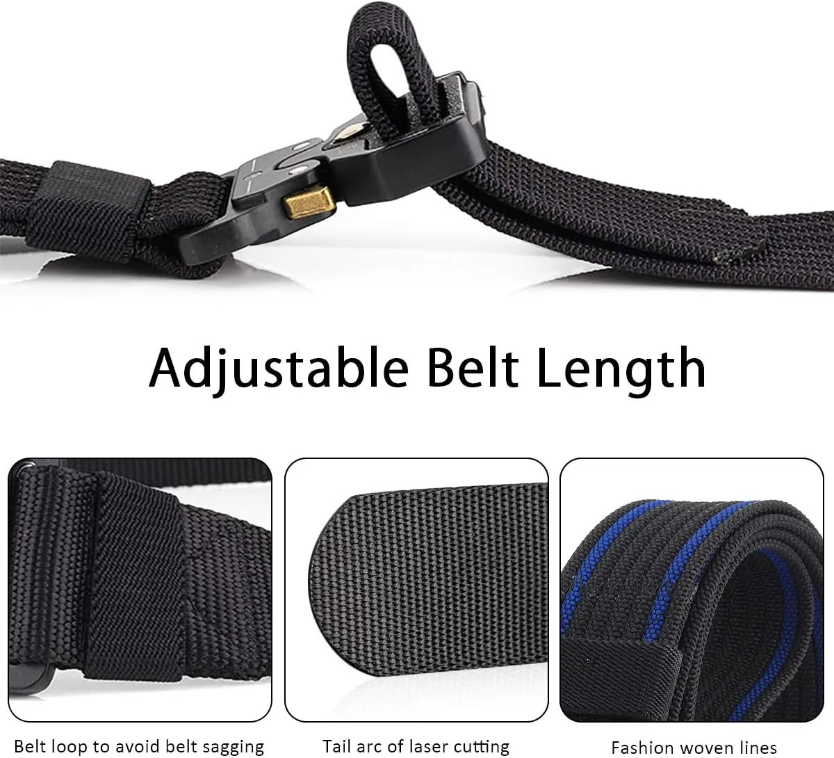 Men Tactical Belt 1.5 Inch Heavy Duty Belt Nylon Work Belt Quick-Release Metal Buckle for Molle Sport