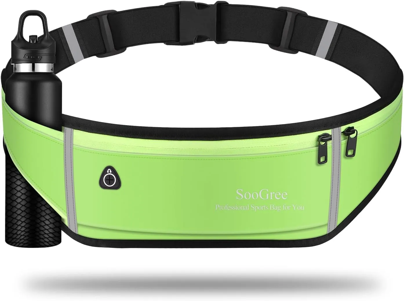 Men Women Running Belt Fanny Pack,Reflective Workout Sport Waist Pack Bag,Running Phone Holder Belt with Water Bottle Holder, Ideal for Running,Walking,Cycling,Gym Workouts (GSP1189-Green)