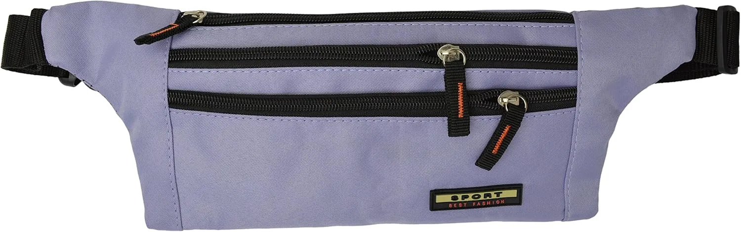 Men Women Water Repellant Waist Bum Bag Fanny Pack Zipper Outdoor Sports (Light Purple)