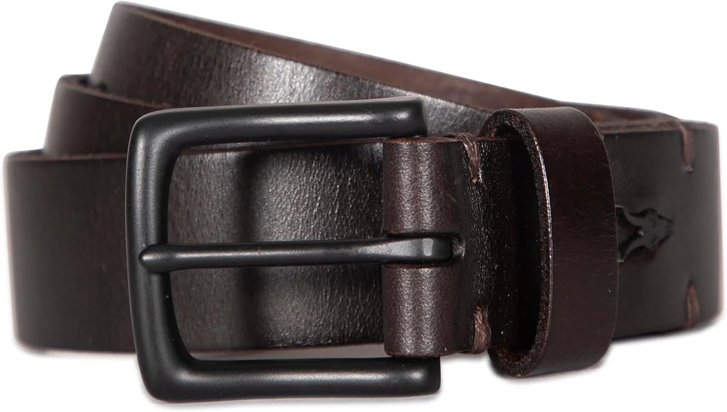 Men's 1.25 Inch Flat Strap Leather, Casual Belt with Matte Metal Buckle