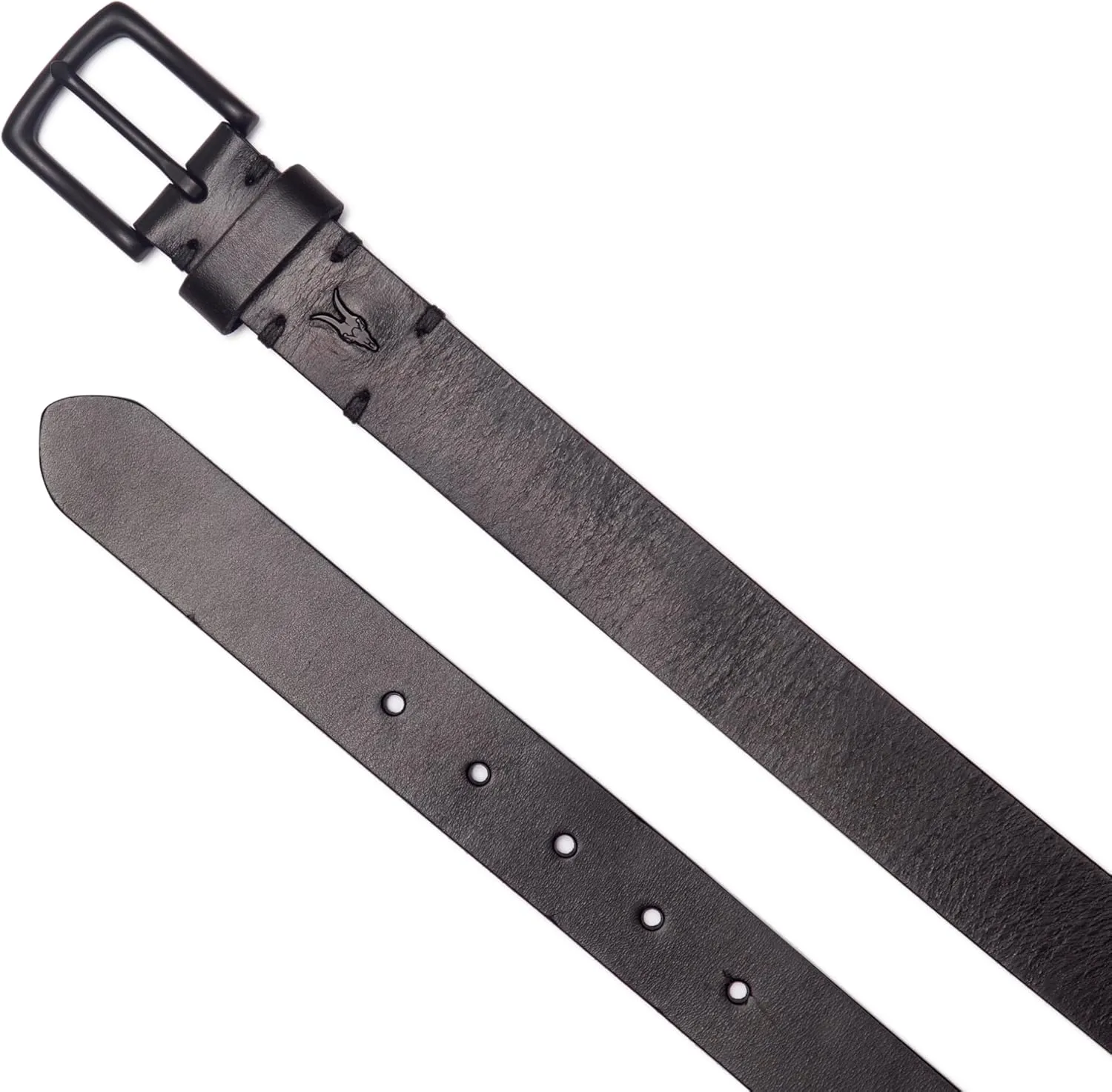 Men's 1.25 Inch Flat Strap Leather, Casual Belt with Matte Metal Buckle