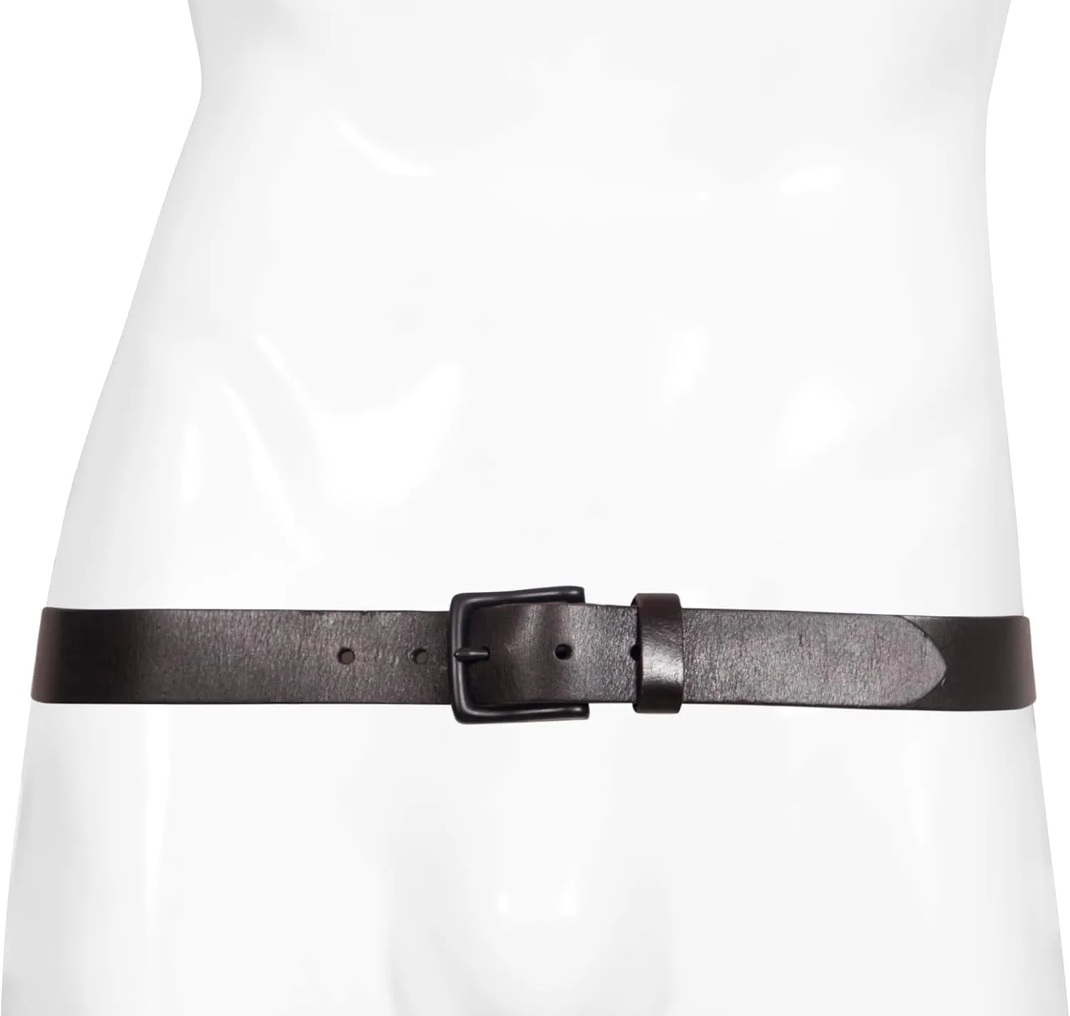 Men's 1.25 Inch Flat Strap Leather, Casual Belt with Matte Metal Buckle