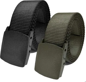 Men's Adjustable High Strength Utility Tactical Belts with Heavy Duty Plastic Buckle Up to 80" Length