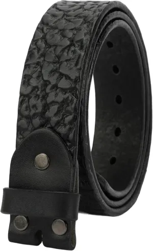 Men's Full Grain Leather Belt Vintage Distressed Style with Snap-On Strap 1 1/2" One Piece Leather no buckle