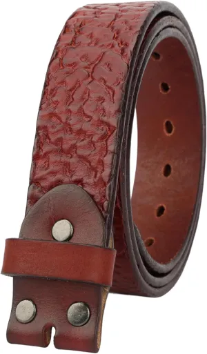 Men's Full Grain Leather Belt Vintage Distressed Style with Snap-On Strap 1 1/2" One Piece Leather no buckle