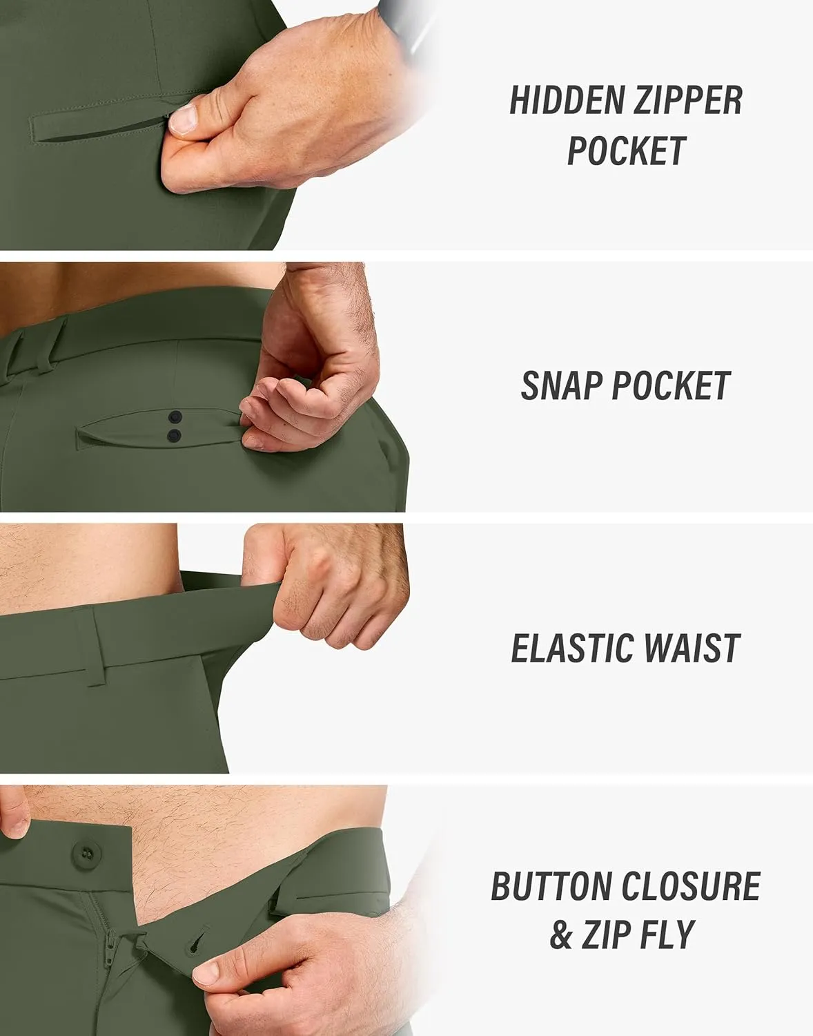 Men's Golf Dress Pants 30" Inseam Stretch Skinny Tapered Lightweight Breathable Chino Trousers with Pockets for Casual Work