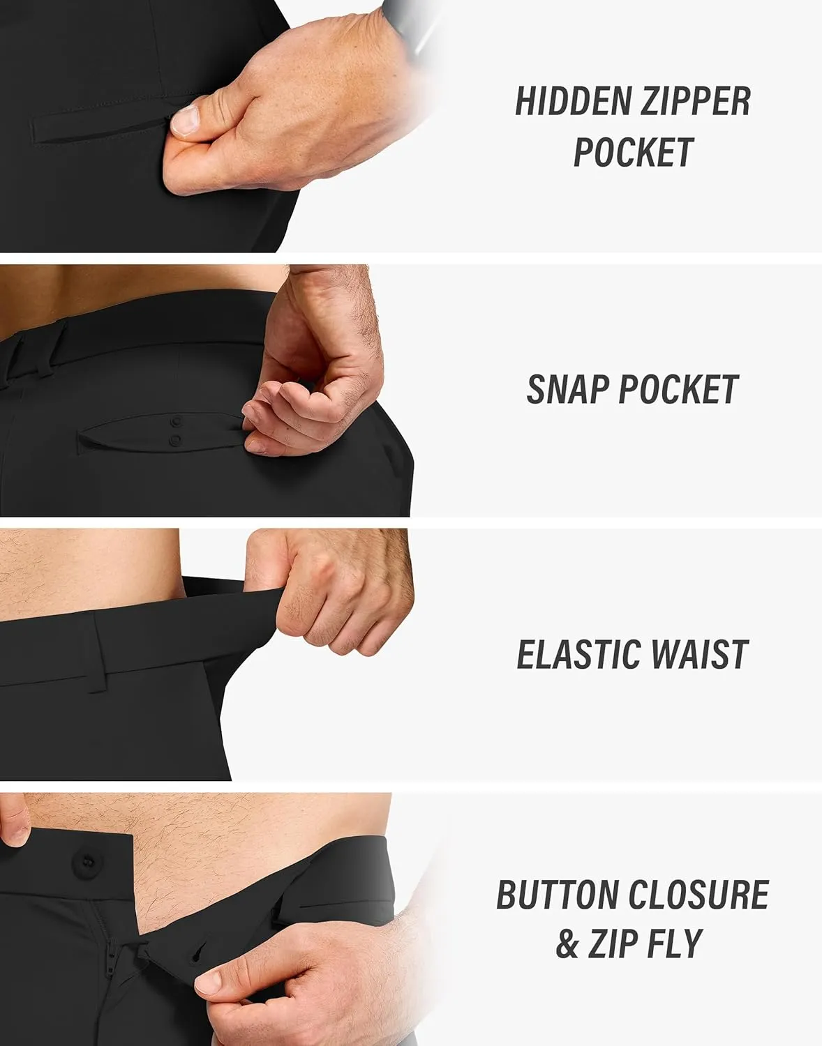 Men's Golf Dress Pants 30" Inseam Stretch Skinny Tapered Lightweight Breathable Chino Trousers with Pockets for Casual Work