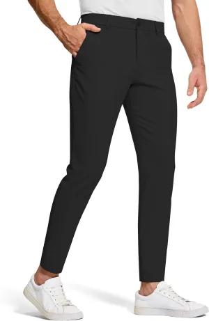 Men's Golf Dress Pants 30" Inseam Stretch Skinny Tapered Lightweight Breathable Chino Trousers with Pockets for Casual Work