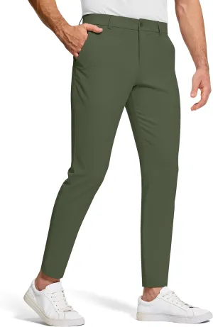 Men's Golf Dress Pants 30" Inseam Stretch Skinny Tapered Lightweight Breathable Chino Trousers with Pockets for Casual Work