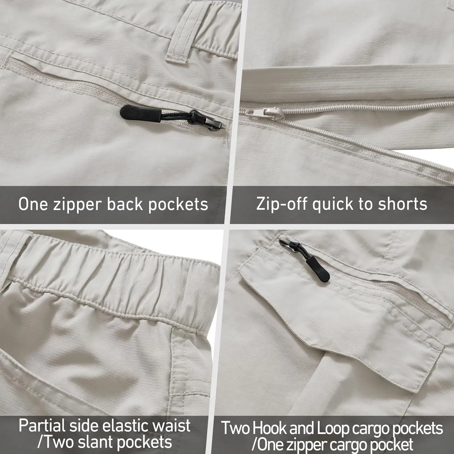 Mens Hiking Convertible Pants Quick Dry Zip Off Lightweight Cargo Fishing Work Pants Trousers with Belt