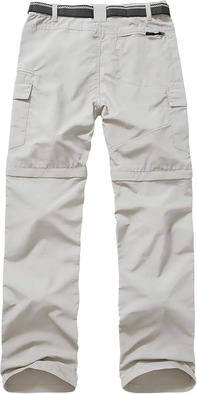 Mens Hiking Convertible Pants Quick Dry Zip Off Lightweight Cargo Fishing Work Pants Trousers with Belt