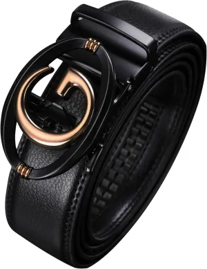 Men's Leather Ratchet Belt for Men | No-Hole Automatic Buckle Belt | Adjustable Dress Belt for Business & Casual