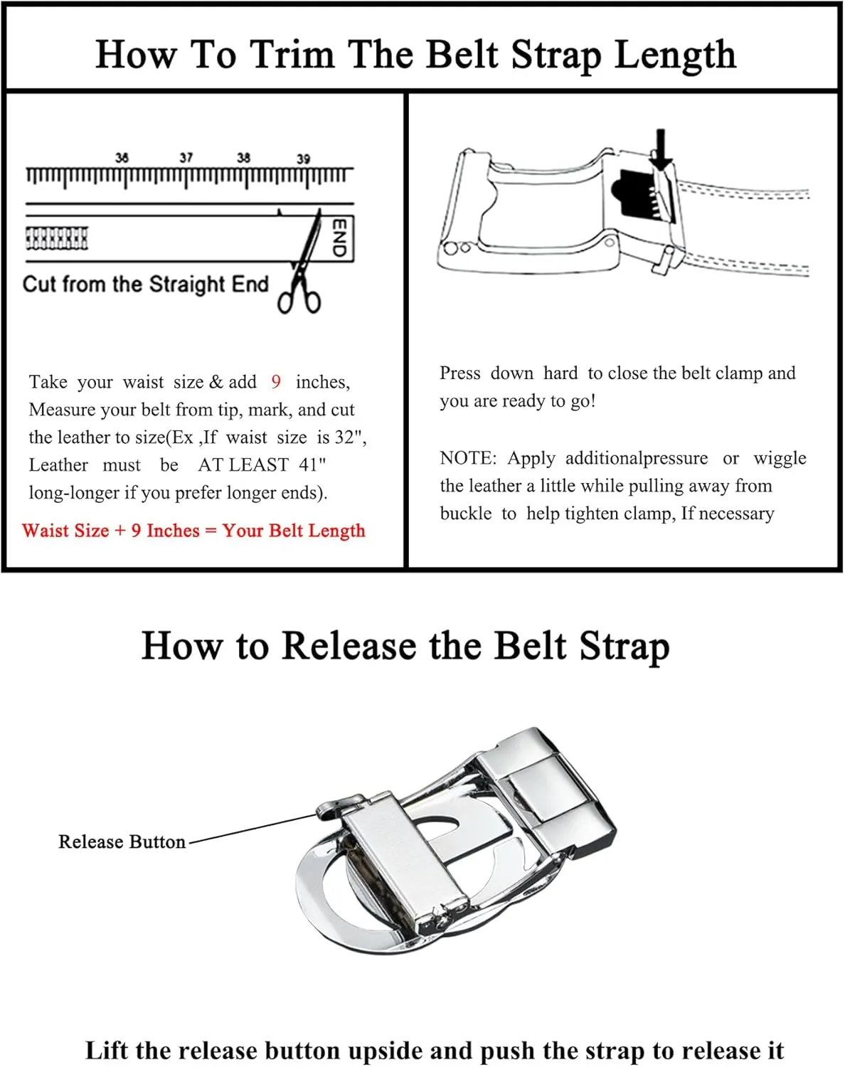 Men's Leather Ratchet Belt for Men | No-Hole Automatic Buckle Belt | Adjustable Dress Belt for Business & Casual