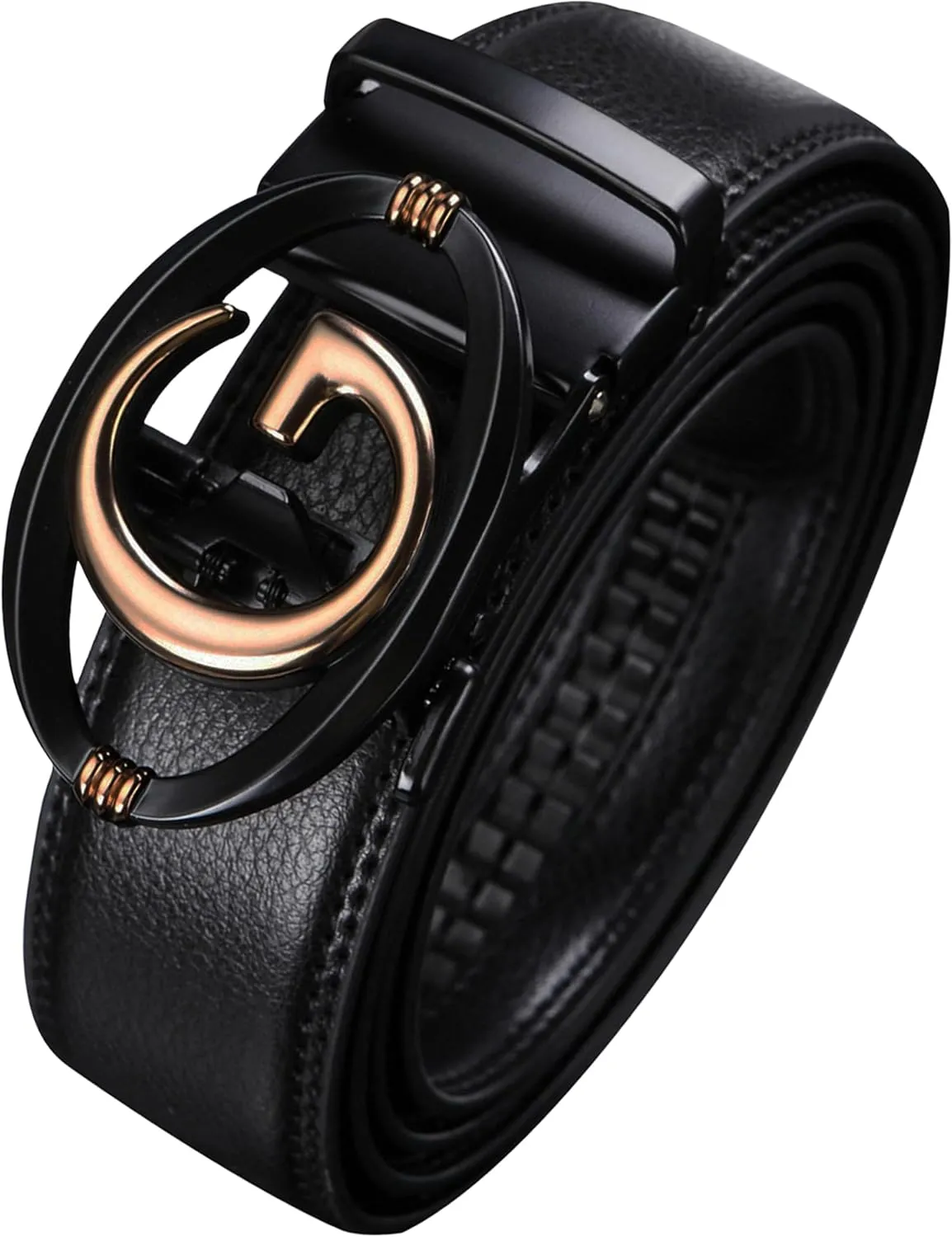 Men's Leather Ratchet Belt for Men | No-Hole Automatic Buckle Belt | Adjustable Dress Belt for Business & Casual