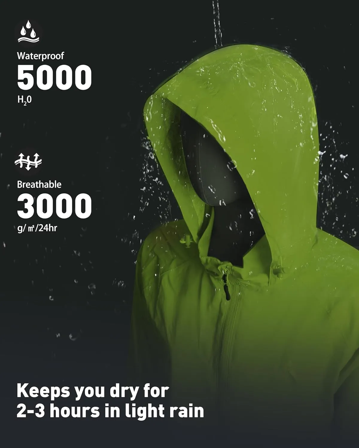 Men's Packable Rain Jackets Lightweight Waterproof Reflective Windbreaker Coat with Hood Cycling Running Golf