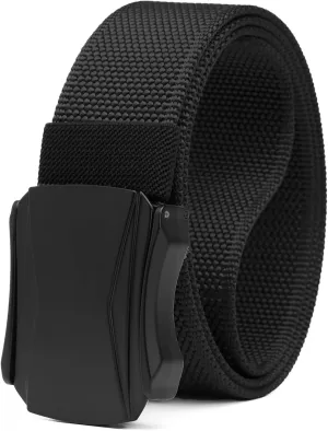 Men's Ratchet Web Belt, Golf Belt Nylon Automatic Buckle Belt for Hiking Rigger Military Work-Quick Release