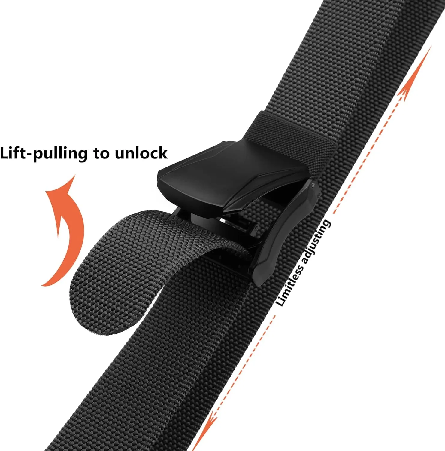 Men's Ratchet Web Belt, Golf Belt Nylon Automatic Buckle Belt for Hiking Rigger Military Work-Quick Release