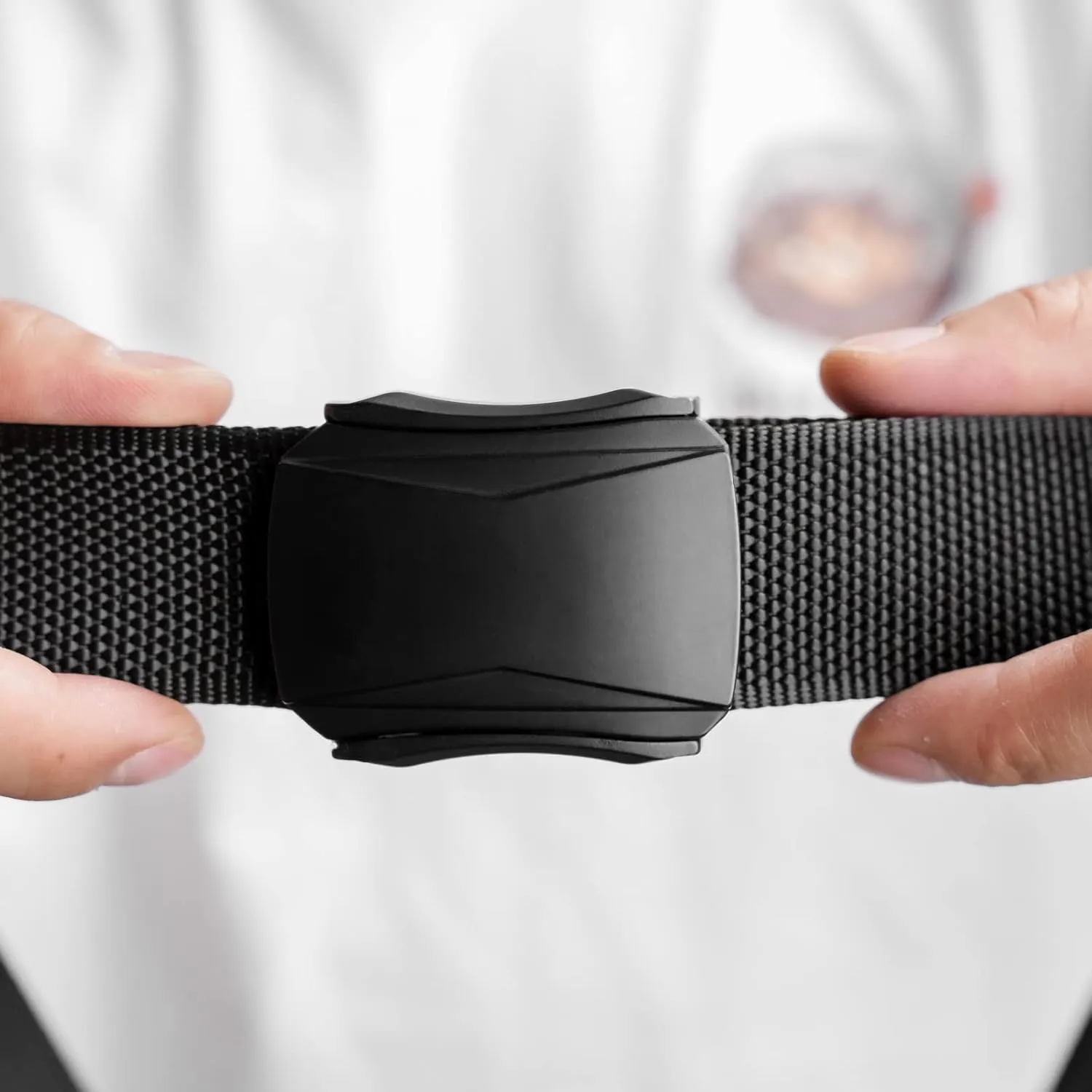 Men's Ratchet Web Belt, Golf Belt Nylon Automatic Buckle Belt for Hiking Rigger Military Work-Quick Release