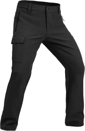 Men's-Snow-Ski-Hiking-Cargo-Pants for Winter Water Repellent Softshell Warm Outdoor Insulated Pants