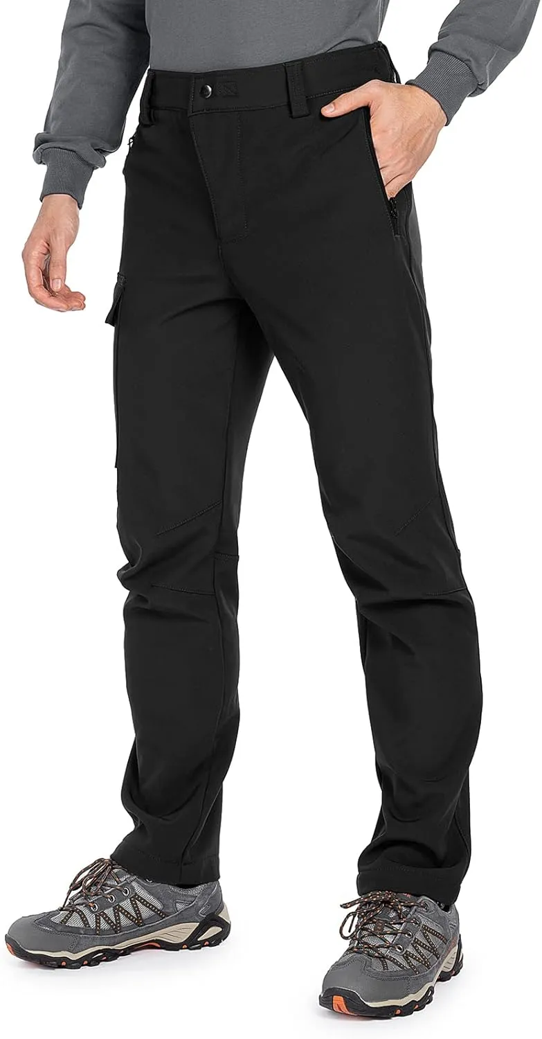Men's-Snow-Ski-Hiking-Cargo-Pants for Winter Water Repellent Softshell Warm Outdoor Insulated Pants