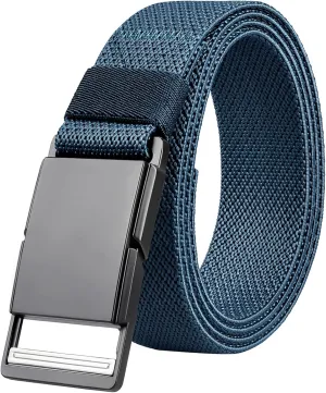Mens Stretch Belt Quick Release Magnetic Buckle Elastic Webbing Sport Work Golf Belts for Men 1.34inch Wide