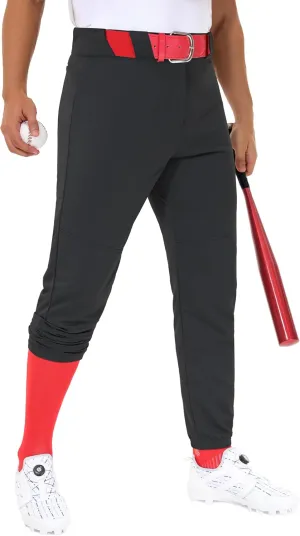 Men's Utility Baseball Pants - Tapered Jogger Fit Adult Training Tweeners Pants Dual-Layer Knees
