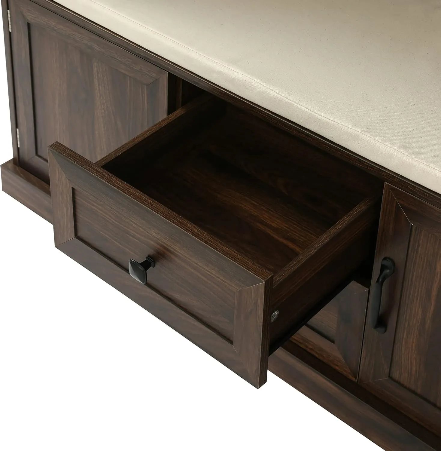 Merax Hall Tree with 3 Hooks, Coat Hanger, Entryway Bench, Storage Bench, 3-in-1 Design, for Entrance, Hallway, Tiger
