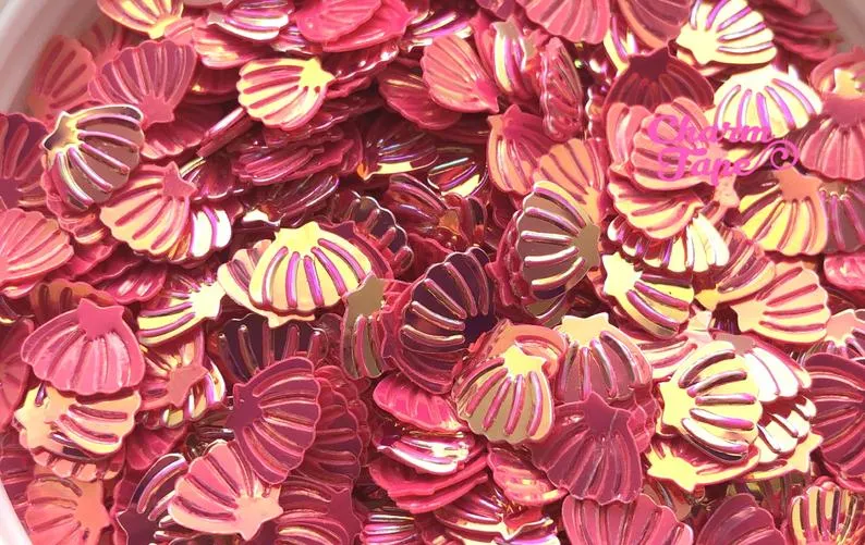 Mermaid Shells Loose glitters 8x6mm UV resin, Iridescent Chunky Shell Glitter Sprinkle Toppings Slime Supplies