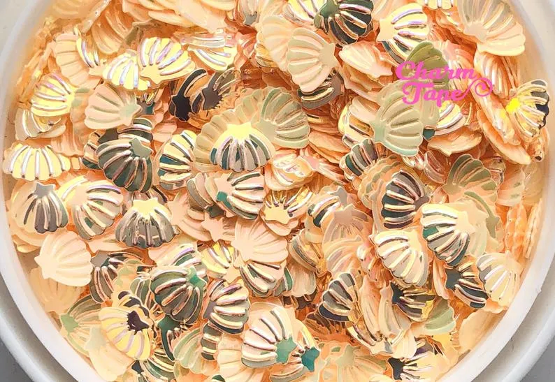 Mermaid Shells Loose glitters 8x6mm UV resin, Iridescent Chunky Shell Glitter Sprinkle Toppings Slime Supplies