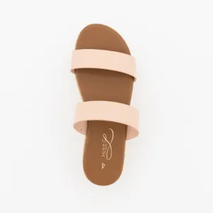 Metallic 2 Strap Push-In Embellished Platform - Blush
