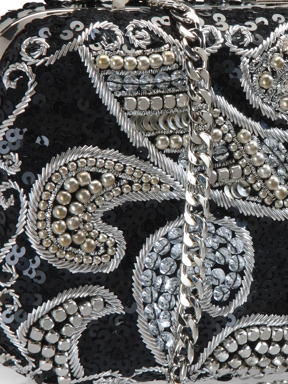Metallic Thread & Sequins Embellished Clutch